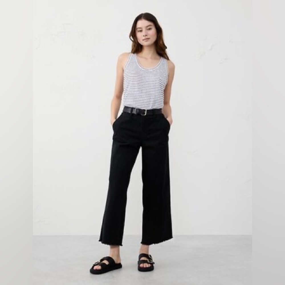 BANANA REPUBLIC WIDE-LEG HIGH-RISE CROPPED CHINO BLACK NWT‎ SIZE 14